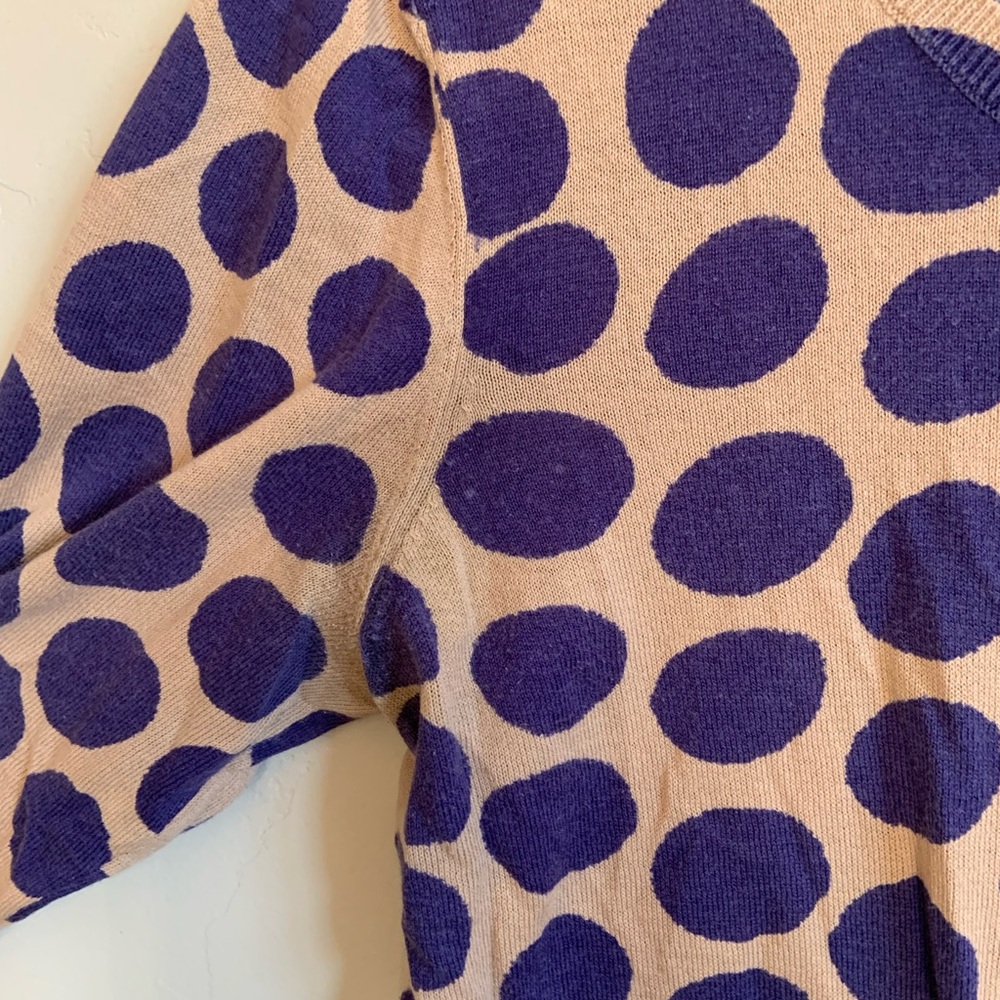 LOFT Preppy Polka Dot 3/4 Sleeve Purple Button Up Cardigan Women’s Size Small - Picture 3 of 6